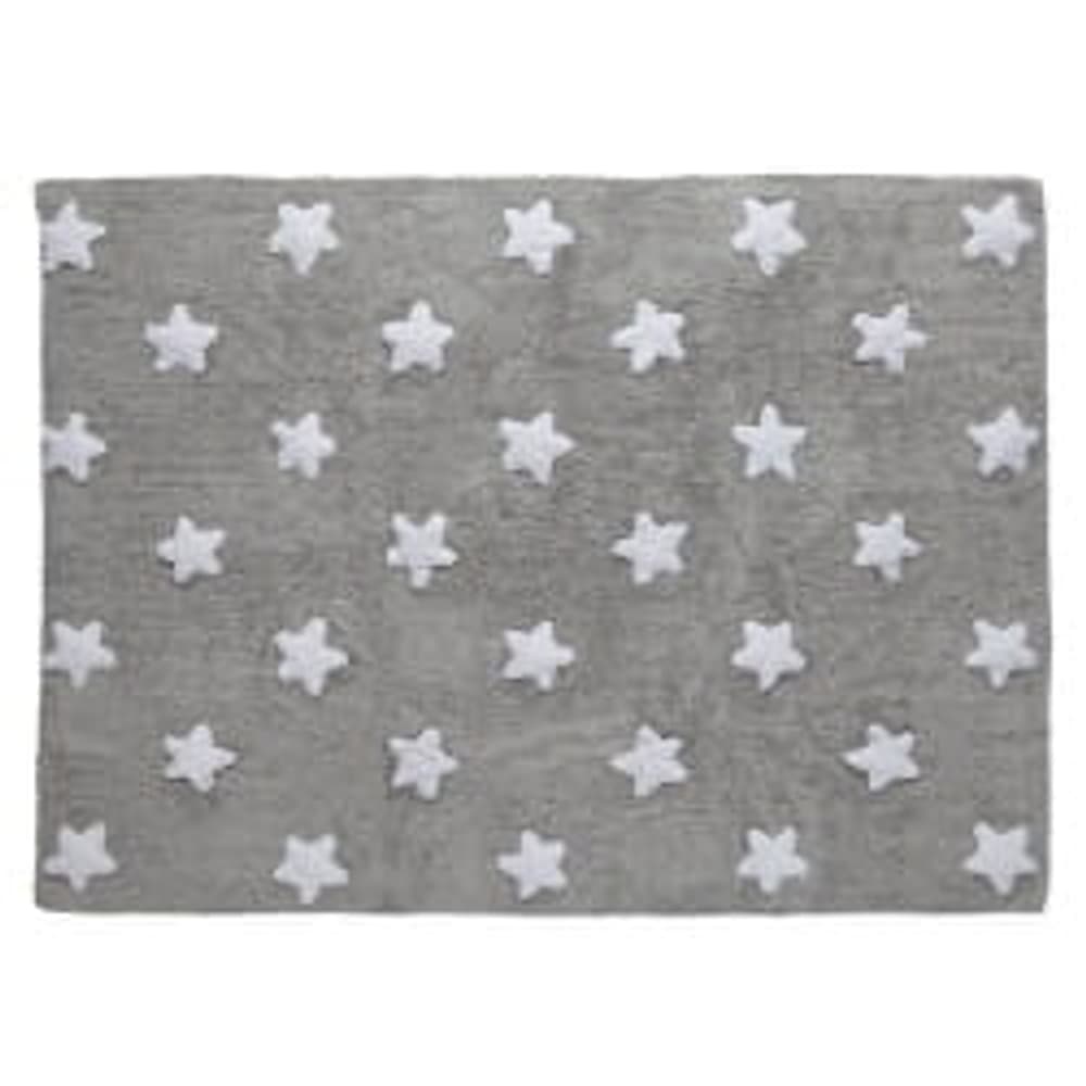 Grey Stars White cotton rug — white, grey, 120 × 160 cm
